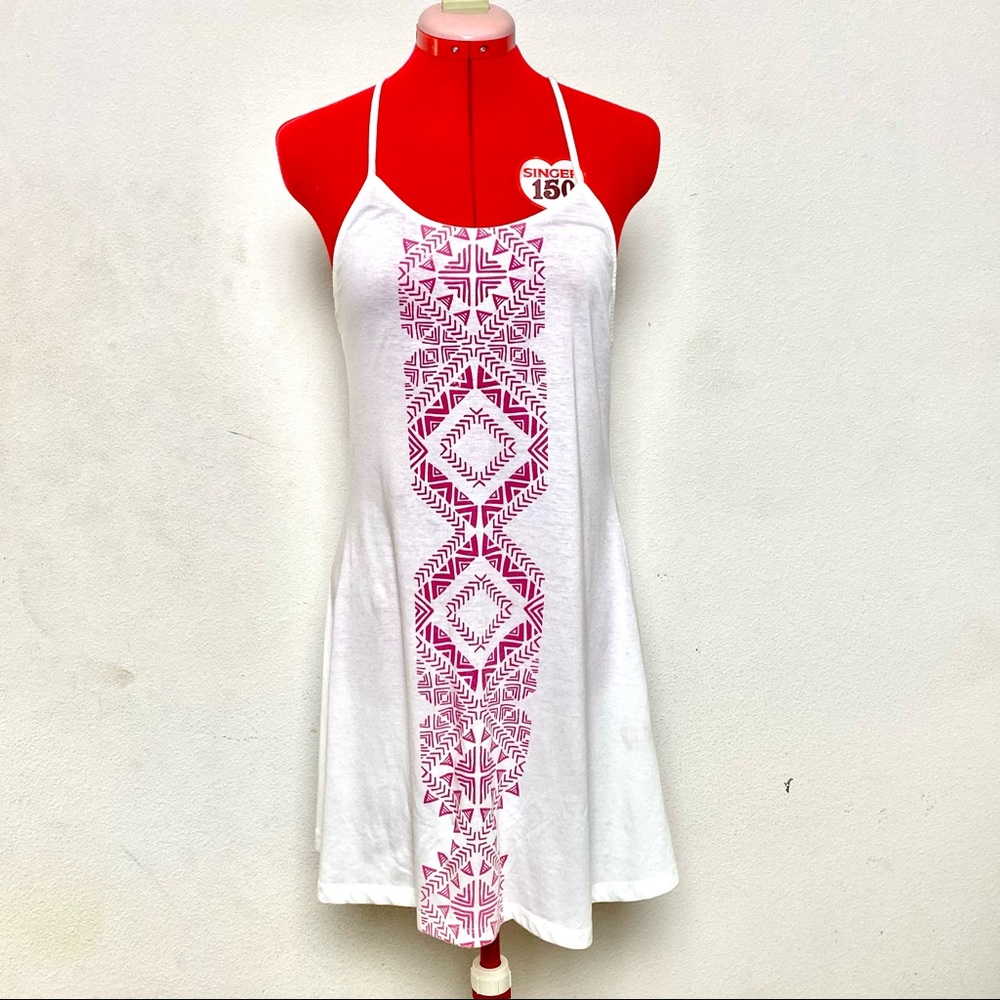 White Hinano Tahiti Print Dress- Size S (EUC)